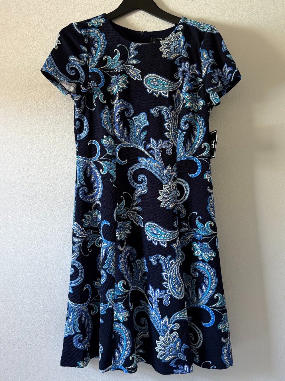 JH Collectibles Navy Blue Paisley Fit & Flare Dress Size 12 NWT